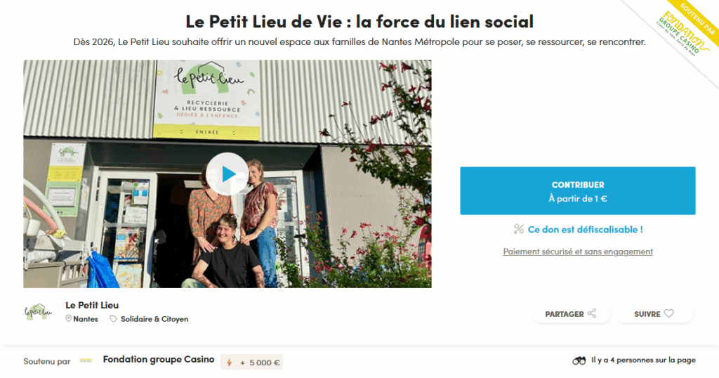 lien vers la campagne de financement participatif ulule pour le petit lieu de vie